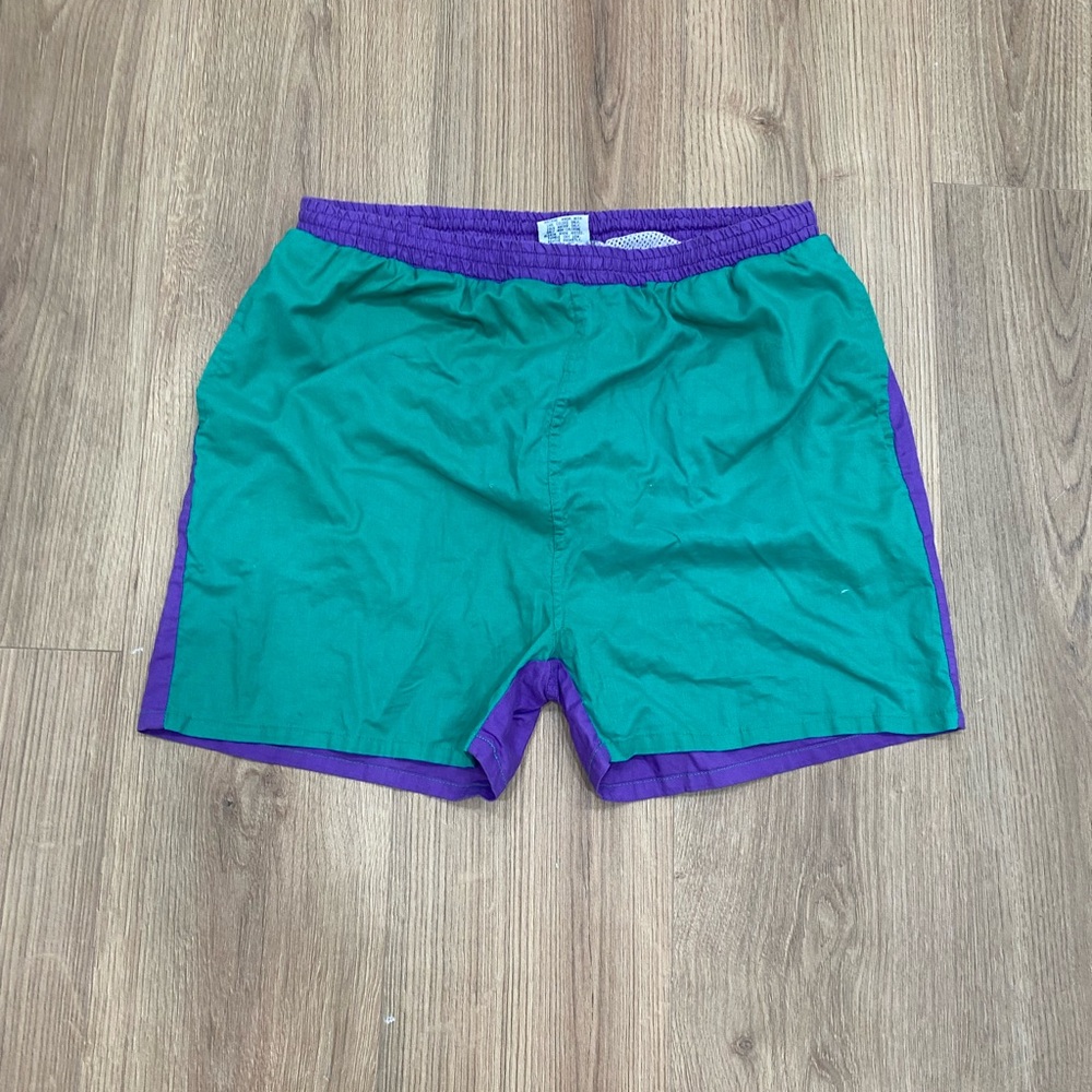 Green and Purple Quick-Dry Swim Trunks